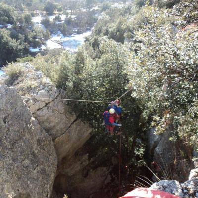 Exercice secours falaise du Gaudin st Baume 83