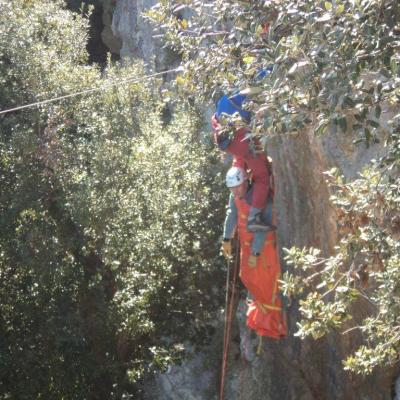 Exercice secours falaise du Gaudin st Baume 83